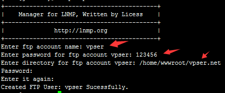 lnmp 添加 ftp 账号